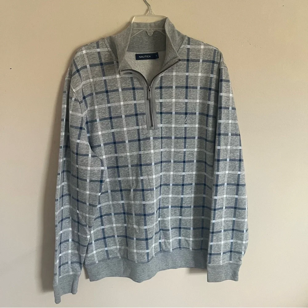 Vintage Nautica Sailing Gear Gray Checkered Sweatshirt Nautica Crewneck Size XL - Picture 9 of 12